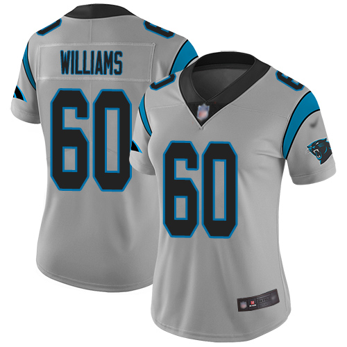Carolina Panthers Limited Silver Women Daryl Williams Jersey NFL Football #60 Inverted Legend